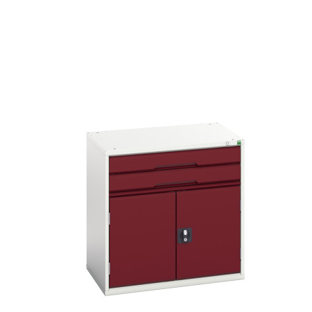 16925116 - VERSO Armoire à Tiroirs - Avec 2 Tiroirs et 1 Porte - LxPxH 800x550x800mm - Rouge Pourpre RAL 3004 16925116 - VERSO Armoire à Tiroirs - Avec 2 Tiroirs et 1 Porte - LxPxH 800x550x800mm - Rouge Pourpre RAL 3004