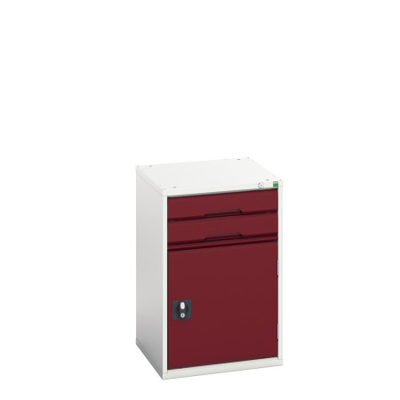 16925016 - VERSO Armoire à Tiroirs - Avec 2 Tiroirs et 1 Porte - LxPxH 525x550x800mm - Rouge Pourpre RAL 3004 16925016 - VERSO Armoire à Tiroirs - Avec 2 Tiroirs et 1 Porte - LxPxH 525x550x800mm - Rouge Pourpre RAL 3004