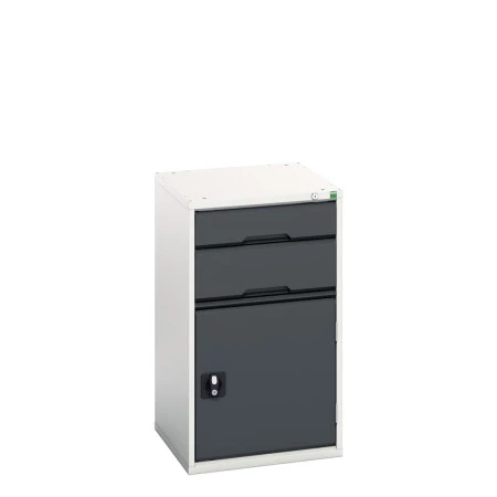 16925037 - VERSO Armoire à Tiroirs - Avec 2 Tiroirs et 1 Porte - LxPxH 525x550x900mm - Gris Anthracite RAL 7016
