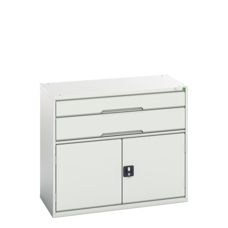 16925237 - VERSO Armoire à Tiroirs - Avec 2 Tiroirs et 1 Porte - LxPxH 1050x550x900mm - Gris Clair RAL 7035 16925237 - VERSO Armoire à Tiroirs - Avec 2 Tiroirs et 1 Porte - LxPxH 1050x550x900mm - Gris Clair RAL 7035