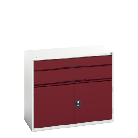 16925237 - VERSO Armoire à Tiroirs - Avec 2 Tiroirs et 1 Porte - LxPxH 1050x550x900mm - Rouge Pourpre RAL 3004 16925237 - VERSO Armoire à Tiroirs - Avec 2 Tiroirs et 1 Porte - LxPxH 1050x550x900mm - Rouge Pourpre RAL 3004