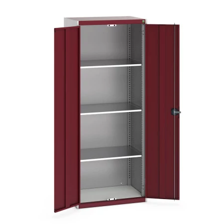 40031024 - Armoire Standard CUBIO - Avec 3 Tablettes - LxPxH 800x525x2000mm - Rouge Pourpre RAL 3004 40031024 - Armoire Standard CUBIO - Avec 3 Tablettes - LxPxH 800x525x2000mm - Rouge Pourpre RAL 3004