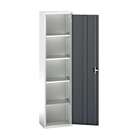 16926019 - VERSO Armoire à Porte - Avec 4 Tablettes - LxPxH 525x350x2000mm - Gris Anthracite RAL 7016