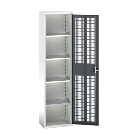 16926713 - VERSO Armoire à Porte Ventilée - Avec 4 Tablettes - LxPxH 525x350x2000mm - Gris Anthracite RAL 7016