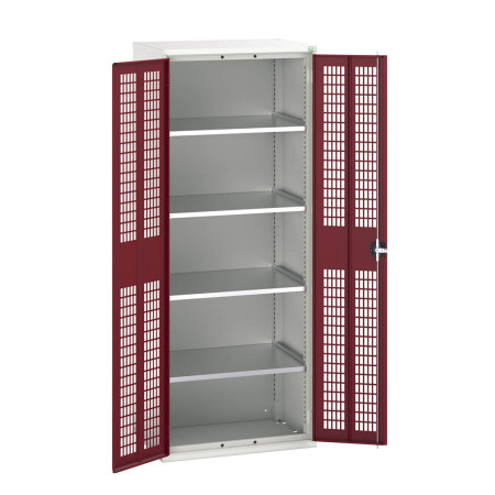 16926743 - VERSO Armoire à Porte Ventilée - Avec 4 Tablettes - LxPxH 800x550x2000mm - Rouge Pourpre RAL 3004 16926743 - VERSO Armoire à Porte Ventilée - Avec 4 Tablettes - LxPxH 800x550x2000mm - Rouge Pourpre RAL 3004