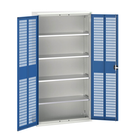 16926753 - VERSO Armoire à Porte Ventilée - Avec 4 Tablettes - LxPxH 1050x350x2000mm - Bleu Gentiane RAL 5010 16926753 - VERSO Armoire à Porte Ventilée - Avec 4 Tablettes - LxPxH 1050x350x2000mm - Bleu Gentiane RAL 5010