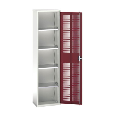16926713 - VERSO Armoire à Porte Ventilée - Avec 4 Tablettes - LxPxH 525x350x2000mm - Rouge Pourpre RAL 3004 16926713 - VERSO Armoire à Porte Ventilée - Avec 4 Tablettes - LxPxH 525x350x2000mm - Rouge Pourpre RAL 3004