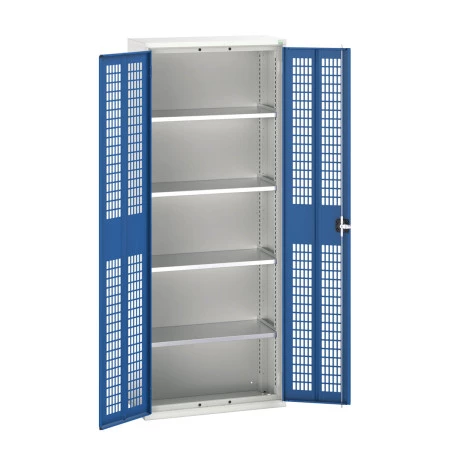 16926733 - VERSO Armoire à Porte Ventilée - Avec 4 Tablettes - LxPxH 800x350x2000mm - Bleu Gentiane RAL 5010 16926733 - VERSO Armoire à Porte Ventilée - Avec 4 Tablettes - LxPxH 800x350x2000mm - Bleu Gentiane RAL 5010