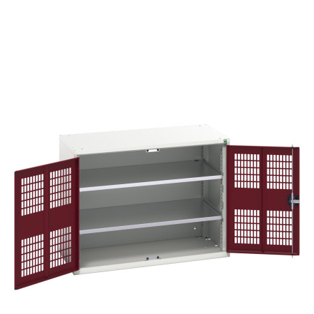 16926760 - VERSO Armoire à Porte Ventilée - Avec 2 Tablettes - LxPxH 1050x550x800mm - Rouge Pourpre RAL 3004 16926760 - VERSO Armoire à Porte Ventilée - Avec 2 Tablettes - LxPxH 1050x550x800mm - Rouge Pourpre RAL 3004