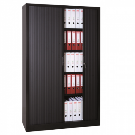 Armoire haute à rideaux coulissants en PVC monobloc ou en kit. Cinq longueurs d'armoire disponibles. Possède un système de mise à niveau selon le dénivelé du sol.