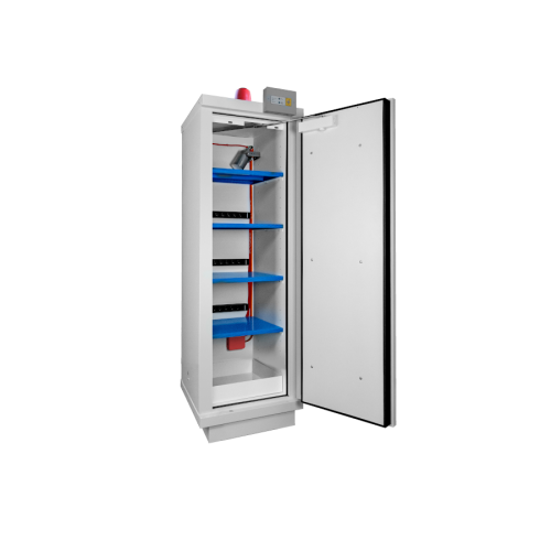 Armoire de charge batteries lithium-ion  - 4 étagères et détecteur de fumée