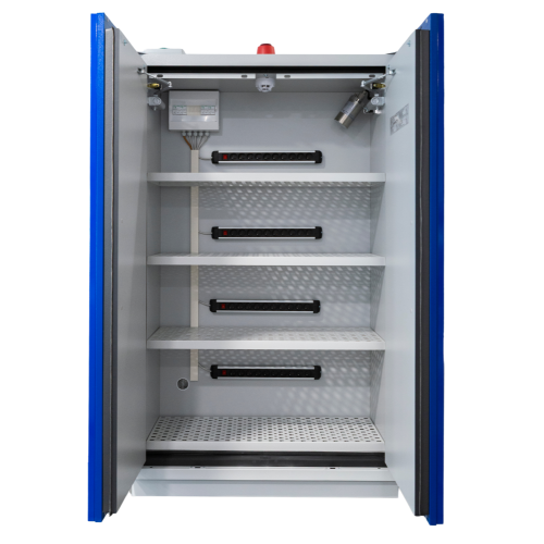 Armoire de charge batteries lithium-ion, 4 étagères, L 1200 mm