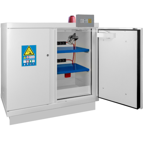 Armoire de charge de batteries lithium-ion, coupe-feu, 2 étagères