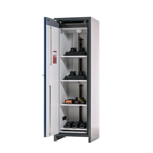 Armoire de sécurité pour la charge de batteries lithium-ion