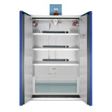 Armoire Lithium 2 portes avec extinction équipée d'un bac à eau et prises électriques. Armoire Lithium 2 portes avec extinction équipée d'un bac à eau et prises électriques.