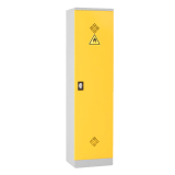 Armoire de sécurité 1 porte pour produits dangereux. Serrure à clés 3 points. 4 tablettes de rétention de 10L galvanisées. Une tablette supporte jusqu'à 40 kg - soit 150 kg au totale. Armoire de sécurité 1 porte pour produits dangereux. Serrure à clés 3 points. 4 tablettes de rétention de 10L galvanisées. Une tablette supporte jusqu'à 40 kg - soit 150 kg au totale.