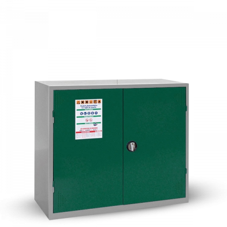 Armoire phytosanitaire basse avec 2 étagères de rétention galvanisées 20L Armoire phytosanitaire basse avec 2 étagères de rétention galvanisées 20L