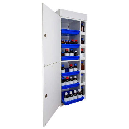 Armoire de stockage sûr pour acides et bases, haute 2 portes battantes, 84 litres de rétention. Armoire de stockage sûr pour acides et bases, haute 2 portes battantes, 84 litres de rétention.