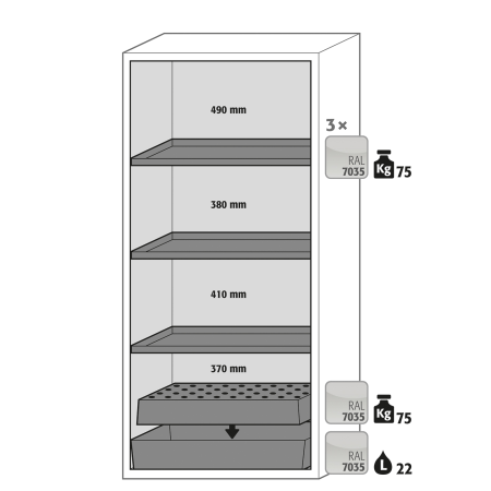 Armoire anti-feu 90 min semi-automatique à étagères Armoire anti-feu 90 min semi-automatique à étagères