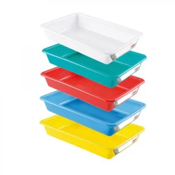 Bac alimentaire plastique plat GILAC avec étiquette d'identification moulée dans le bac