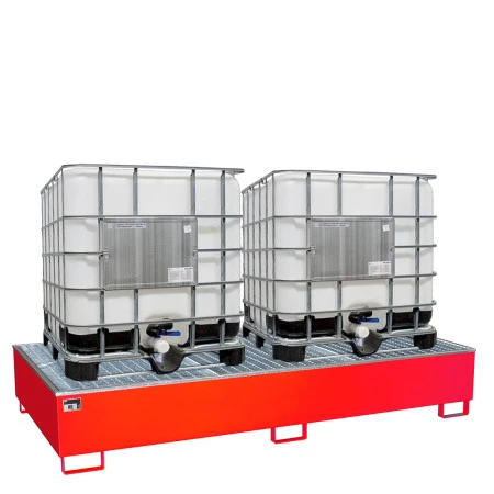 Bac de rétention en acier, galvanisé, avec caillebotis, pour 2 cuves de 1084 litres Bac de rétention en acier, galvanisé, avec caillebotis, pour 2 cuves de 1084 litres