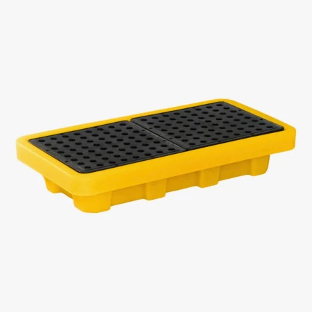 Bac de rétention en plastique haute résistance avec grille de drainage pour bidons industriels Bac de rétention en plastique haute résistance avec grille de drainage pour bidons industriels
