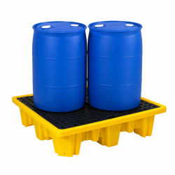 Bac de rétention PE pour 2 fûts de 200 litres avec caillebotis