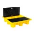 Bac de rétention pour fûts en plastique avec grille noire et cuve jaune anti-déversement Bac de rétention pour fûts en plastique avec grille noire et cuve jaune anti-déversement