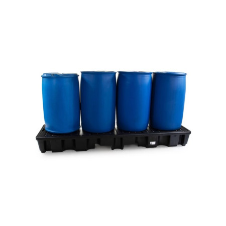 Bac de rétention plastique 235l en ligne - 4 fûts alignés Bac de rétention plastique 235l en ligne - 4 fûts alignés