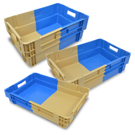 Bac plastique plein 600 x 400 bicolore emboîtable 50%