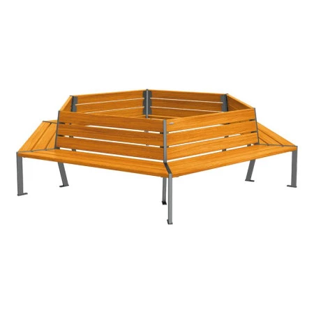 Banc tour d'arbre hexagonal classique