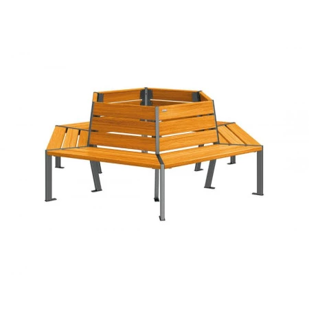 Banc tour d'arbre hexagonal classique Banc tour d'arbre hexagonal classique