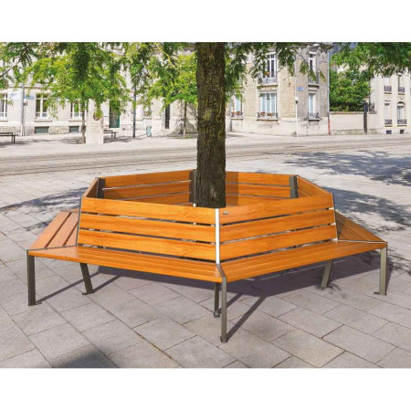 Banc tour d'arbre hexagonal classique Banc tour d'arbre hexagonal classique