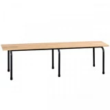 Banc empilable pieds métallique et dessus bois en pins vernis. Banc empilable pieds métallique et dessus bois en pins vernis.