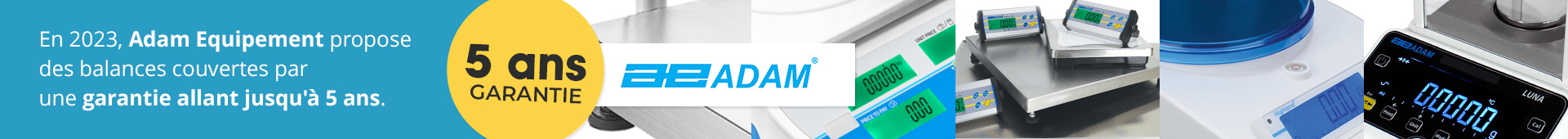 Jusqu'à 5 ans de garantie sur les produits de la marque Adam Equipment