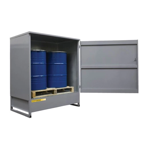 Box de rétention acier avec porte - 2 fûts