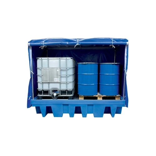 Box de rétention plastique avec bâche - 2 IBC