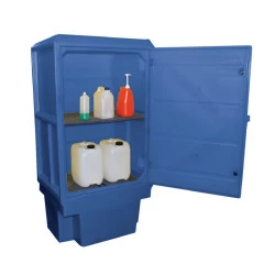 Box de rétention plastique avec porte et étagère
