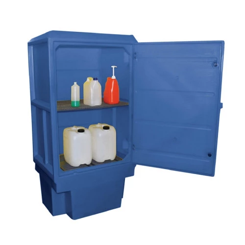 Box de rétention plastique avec porte et étagère