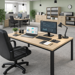 Bureau avec plateau coulissant
