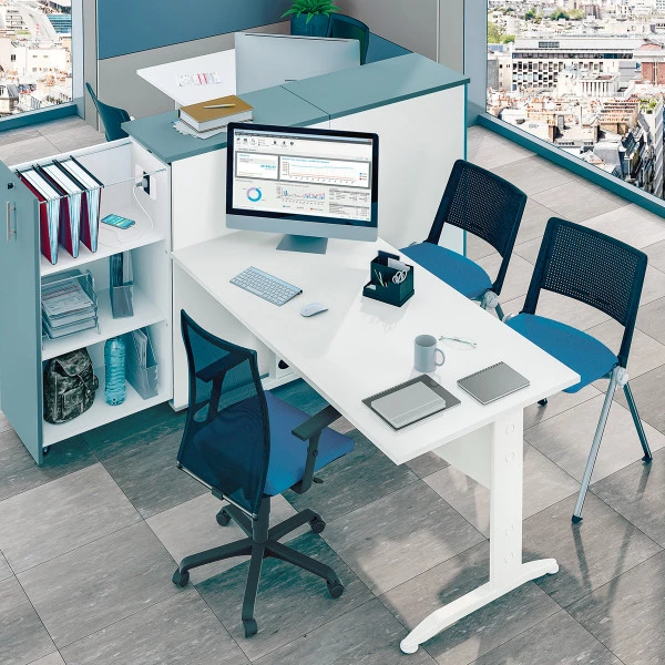 Bureau style industriel avec voile de fond L140 cm - Fabrication Française