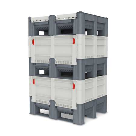 Caisse palette plastique pliable ajourée haute résistance 1200 x 1000 Caisse palette plastique pliable ajourée haute résistance 1200 x 1000
