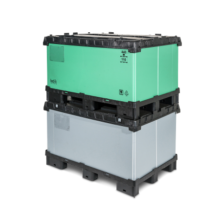 Caisse palette plastique pliable souple avec trappe 1200 x 800 Caisse palette plastique pliable souple avec trappe 1200 x 800