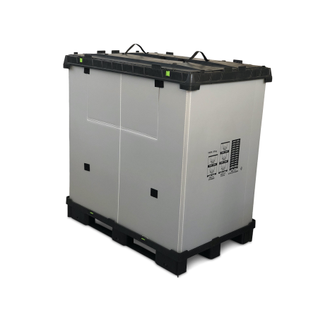 Caisse palette plastique pliable souple avec trappe 1200 x 800 Caisse palette plastique pliable souple avec trappe 1200 x 800