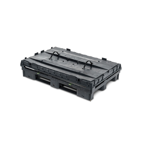Caisse palette plastique pliable souple avec trappe 1200 x 800 Caisse palette plastique pliable souple avec trappe 1200 x 800