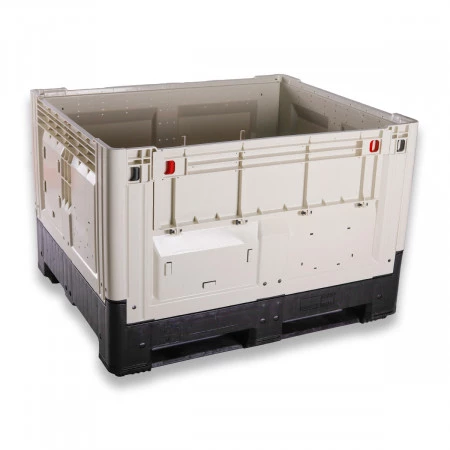 Caisse palette plastique pliable Smartbox avec trappe d'accès 1200 x 1000 Caisse palette plastique pliable Smartbox avec trappe d'accès 1200 x 1000