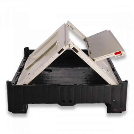 Caisse palette plastique pliable Smartbox avec trappe d'accès 1200 x 1000 Caisse palette plastique pliable Smartbox avec trappe d'accès 1200 x 1000