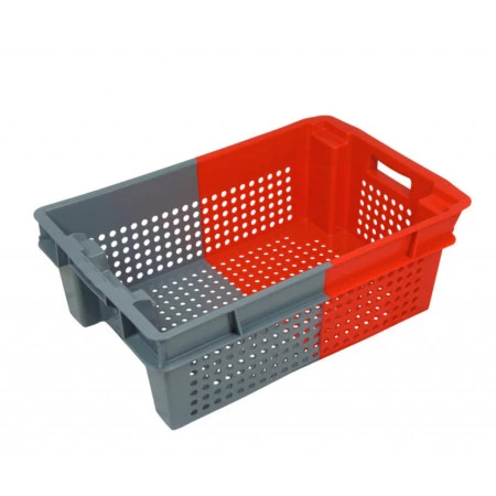 Bac plastique 600 x 400 bicolore emboîtable 70% ajouré Bac plastique 600 x 400 bicolore emboîtable 70% ajouré