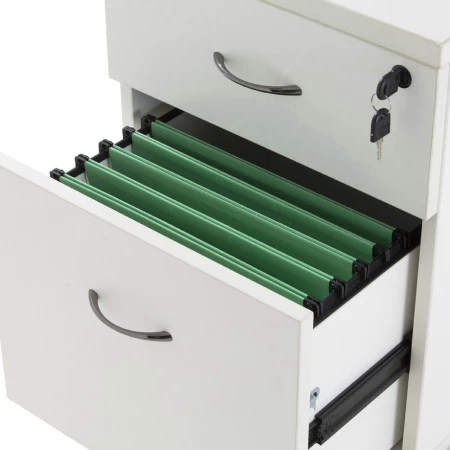 Caisson de bureau blanc avec dossier suspendu