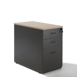 Caisson bois anthracite à hauteur bureau - 3 tiroirs